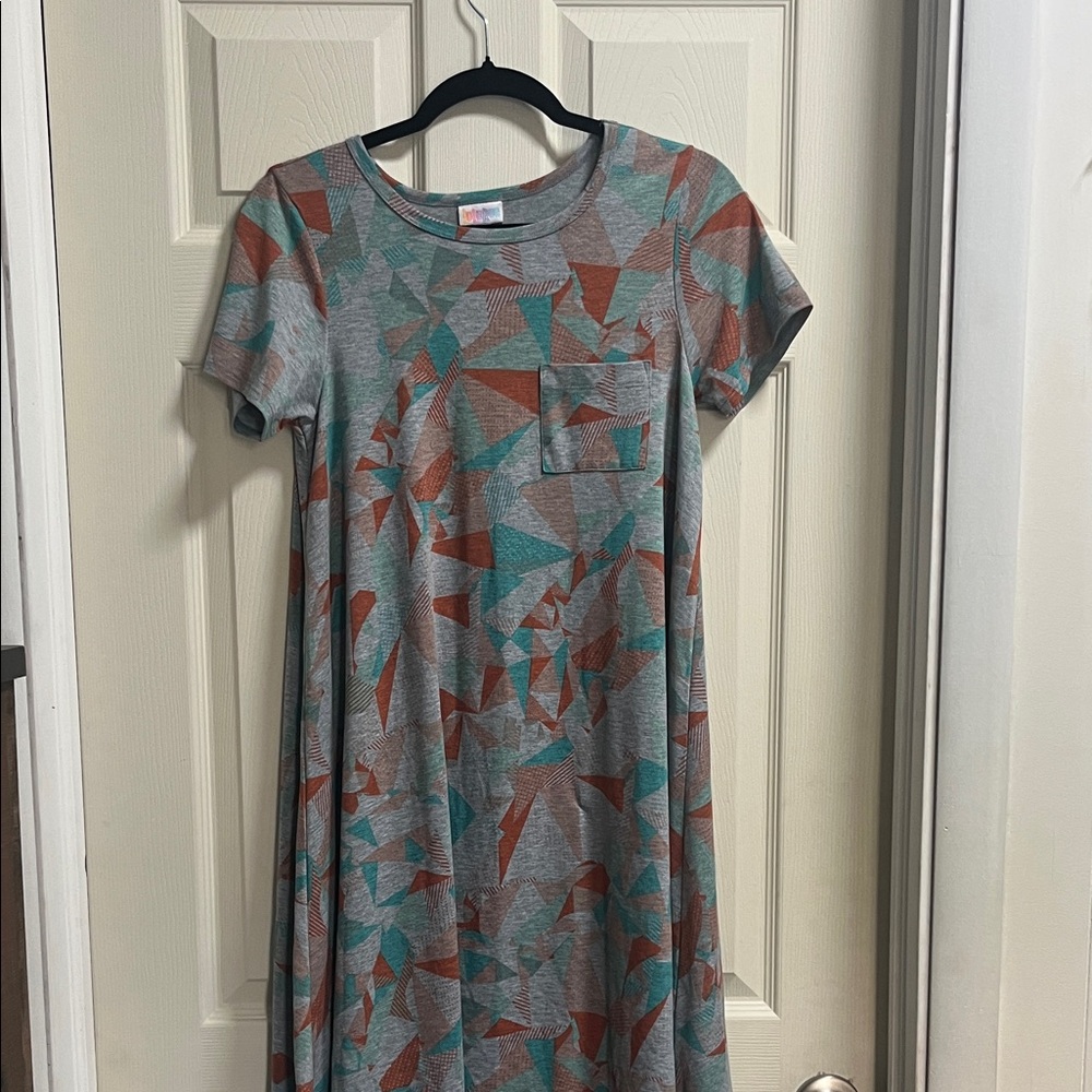 LuLaRoe High Low Dress in Gray and Teal